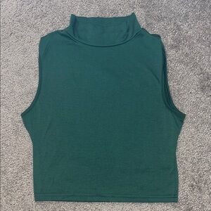 SHEIN Teal Sleeveless Turtleneck Crop Tank